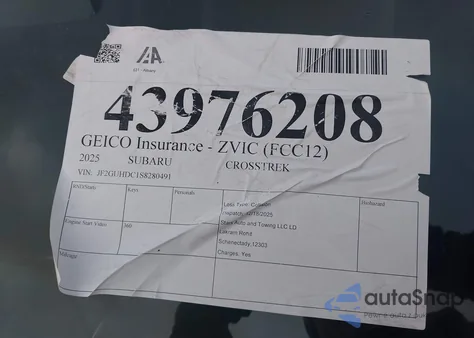 2025 Subaru Crosstrek Premium z USA, uszkodzony, nr VIN JF2GUHDC1S8280491